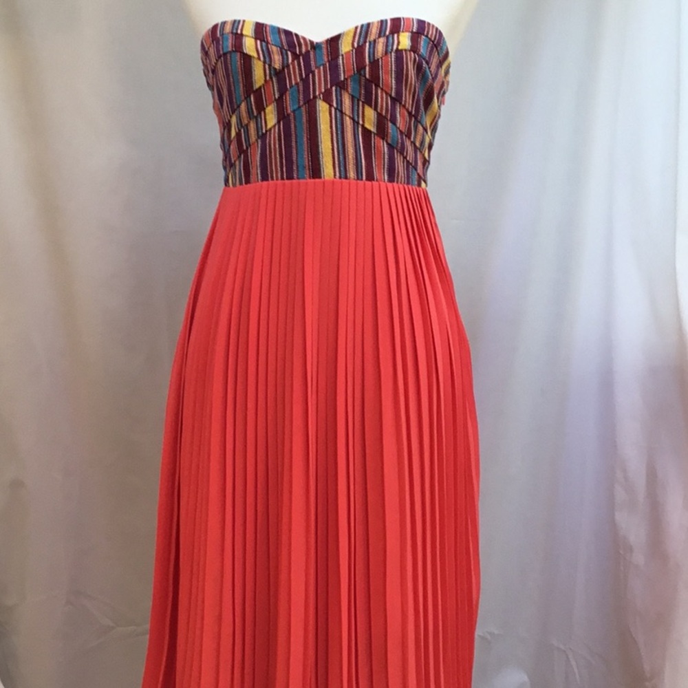 Sabine strapless dress,accordion pleat skirt, sweetheart neck, side zip,lined, L
